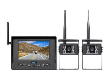 Rear View Safety 5" Wireless Display (2 Ch.), 2 x Wireless Backup Camera, Suction Cup Mount