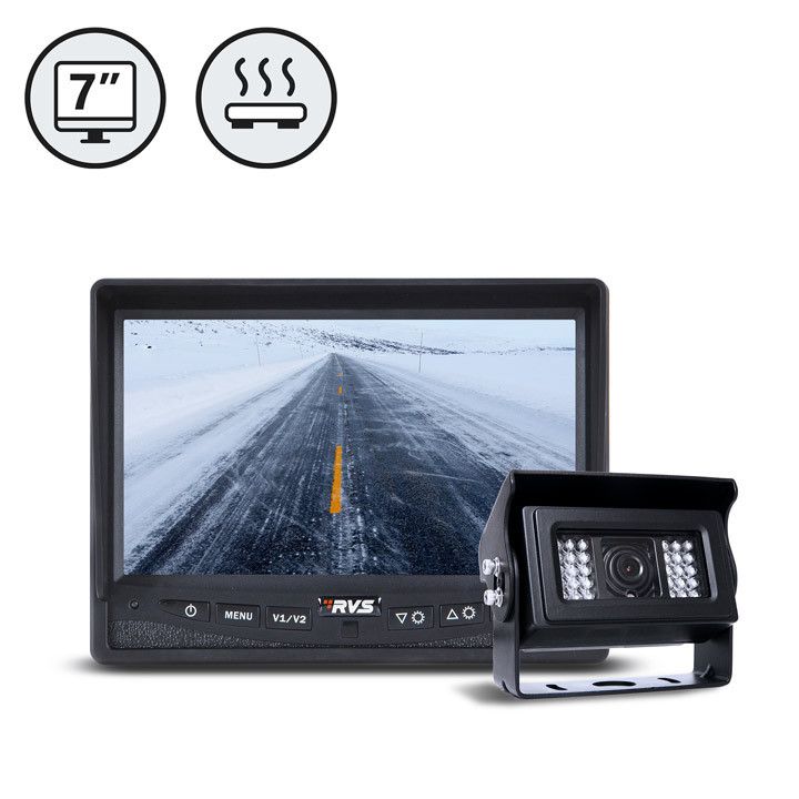 Backup Camera System with Heated Camera (9�� Quad View Monitor & 2 Heated Backup Cameras, 2 x 33ft Cables)