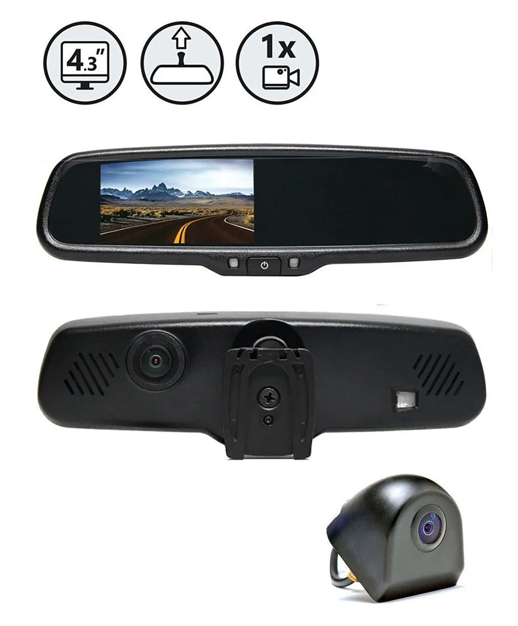 Rear View Safety - Silverado 1500 Mirror Monitor with Dash Camera, Tailgate Camera, 33ft Cable