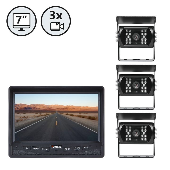 Rear View Safety Backup Camera System | Three Camera Setup (RVS-770615-NM)